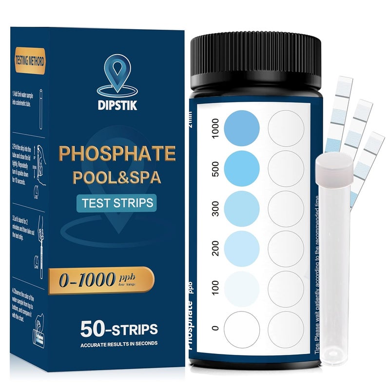 DIPSTIK Phosphate Test Kit for Pool,50 Strips Phosphate Test Strip Quick and Accurate Swimming Hot Tub and Spa Water Testing - Image 1